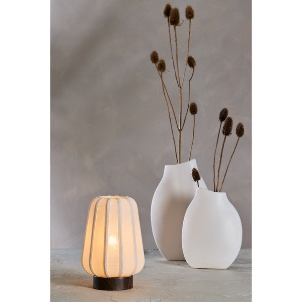 Бяла метална настолна лампа с текстилен абажур (височина 29 cm) Bibia – Light & Living-image-1