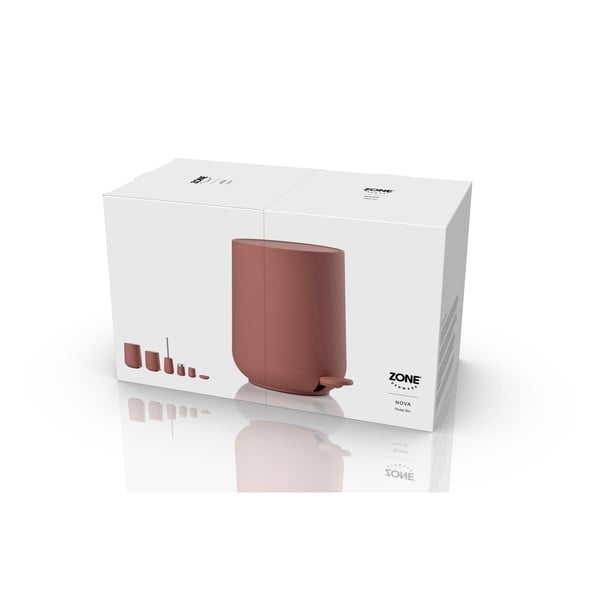 Светлочервено пластмасово кошче за боклук с педал 3 l Nova – Zone-image-3