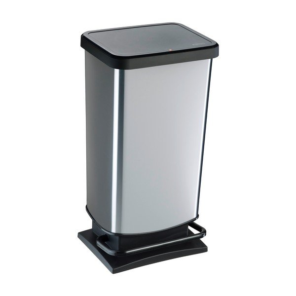 Пластмасово кошче за боклук с педал в сребрист цвят 40 l Paso – Rotho