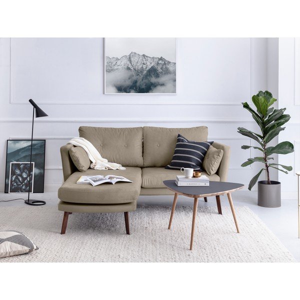 Тъмнобежов триместен диван Elena, с шезлонг в левия ъгъл - Mazzini Sofas-image-1