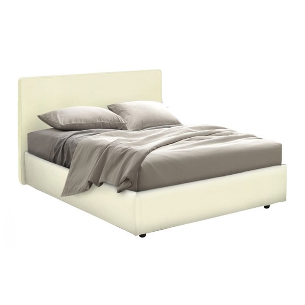 Béžová jednolůžková postel s úložným prostorem a potahem z koženky 13Casa Ninfea, 120 x 190 cm