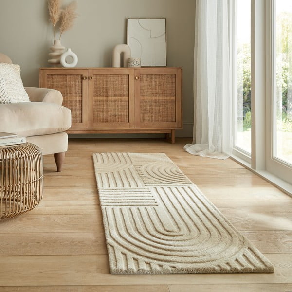 Бежов вълнен килим 60x230 cm Zen Garden - Flair Rugs-image-1
