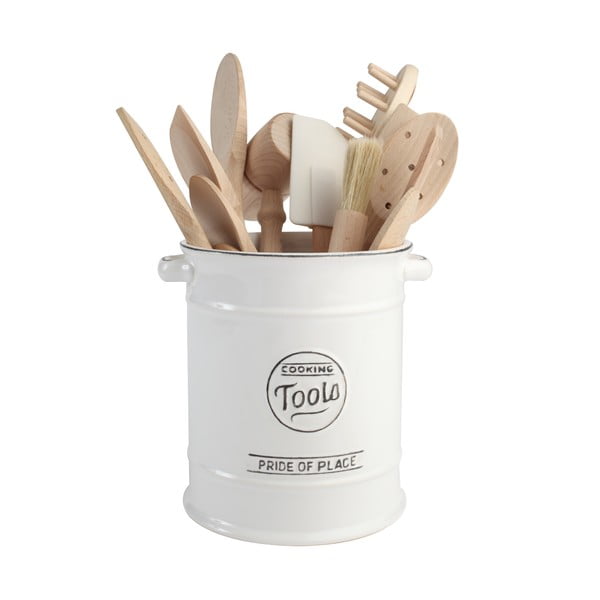 Бяла керамична кутия за кухненски прибори Pride of Place - T&G Woodware-image-1