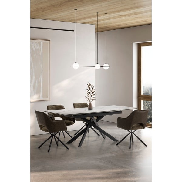 Зелени тапицирани трапезни столове в комплект с подлакътници 2 бр. Mariel – Marckeric-image-1