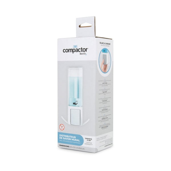 Бял диспенсър за сапун, монтиран на стена, 500 ml - Compactor-image-3