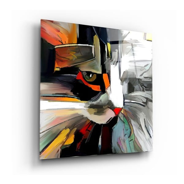 Картина върху стъкло , 60 x 60 cm Abstract Cat - Insigne