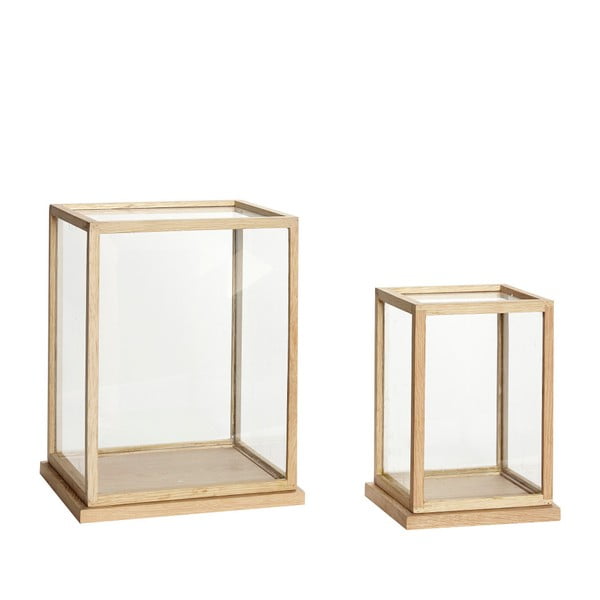 Комплект от 2 декоративни кутии за съхранение с дъбова дървена конструкция Oak Display Tall - Hübsch