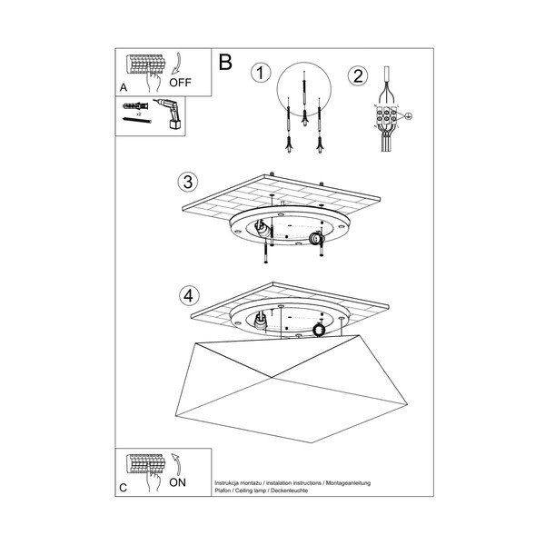 Черно осветително тяло за таван 35x35 cm Koma – Sollux-image-3