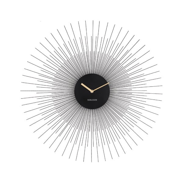 Черен стенен часовник Голям, ø 60 cm Peony - Karlsson