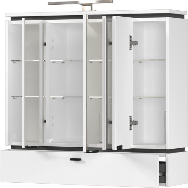 Бял шкаф за баня с огледало и осветление 79x80 cm Modesto - Germania-image-2