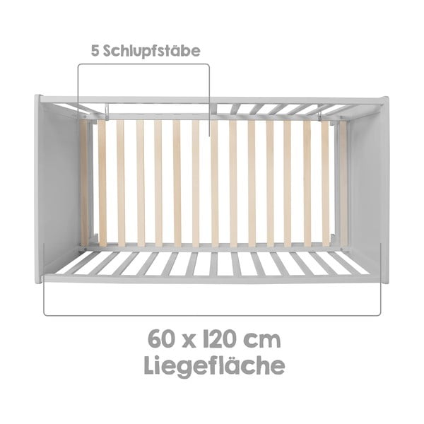 Светлосиво детско легло 60x120 cm - Roba-image-4