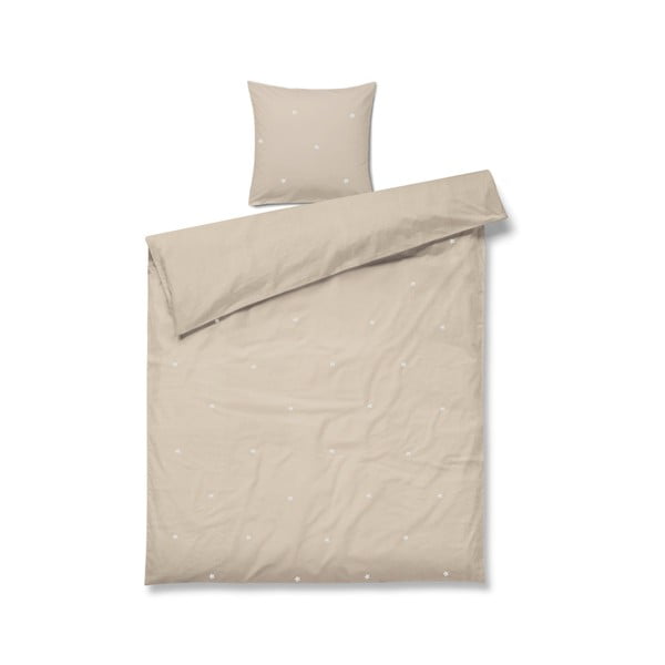 Бежово единично  спално бельо от памук перкал 140x200 cm Daisy – JUNA