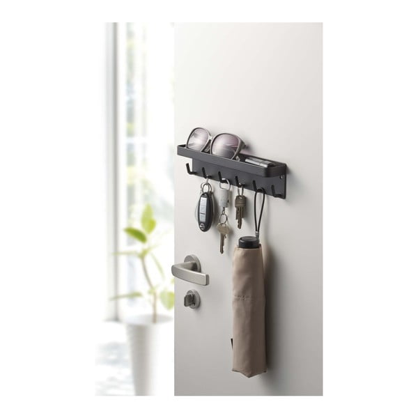Черен стенен стелаж за ключове с рафт Smart - YAMAZAKI-image-1