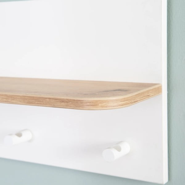 Детска закачалка за стена в дъбов декор в бял и естествен цвят Ava - Roba-image-3