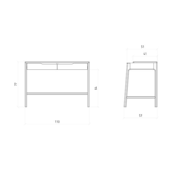 Тоалетка от масивен дъб 57x110 cm Twig – The Beds-image-4