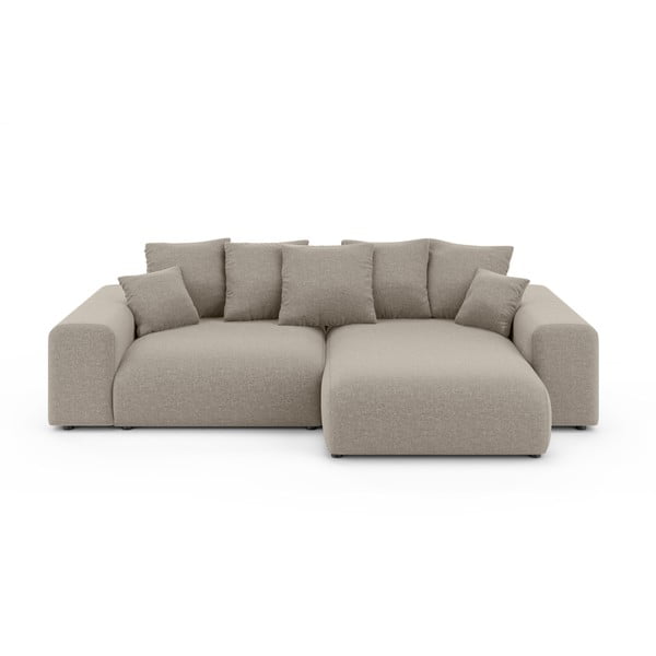 Бежов разтегателен ъглов диван с място за съхранение (променлив) Luma – Ropez