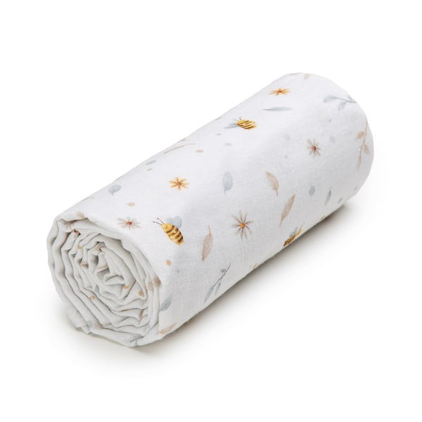 Бяла муселинова детска кърпа 100x120 cm Bee – T-TOMI