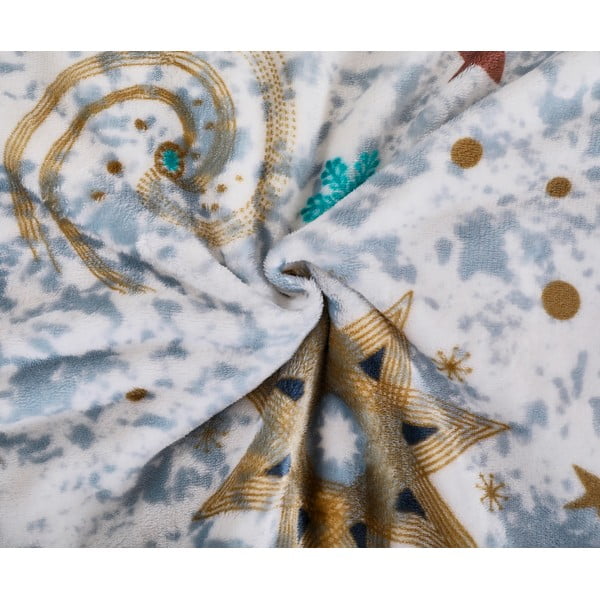 Бяло-синьо  единично  спално бельо от микроплюш 140x200 cm Estrellas – My House-image-1