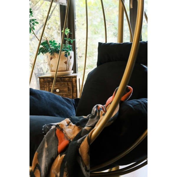 Висящ градински стол в черен и златист цвят Damla – Floriane Garden-image-1