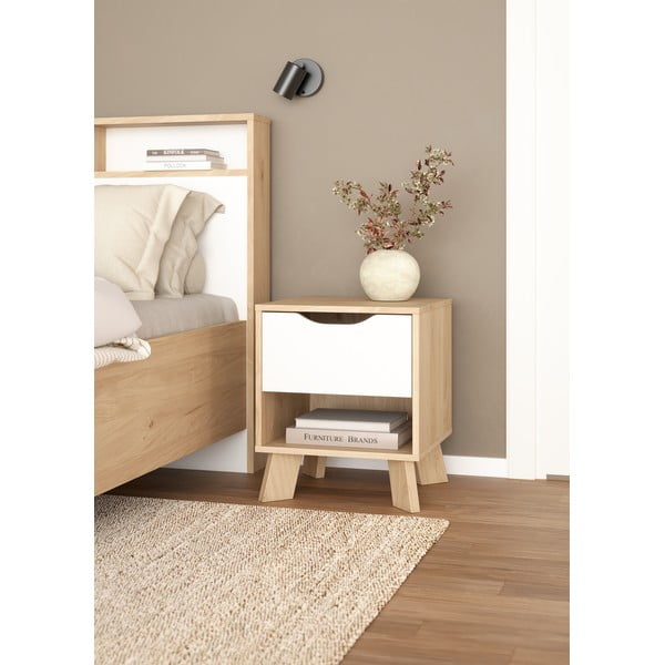 Нощно шкафче в бял и естествен цвят Ikast – Tvilum-image-3