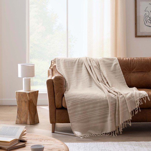 Бежово памучно покривало за легло 125x150 cm Lilia – douceur d'intérieur-image-1