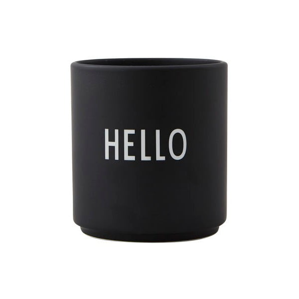 Черна порцеланова чаша 300 ml Hello - Design Letters