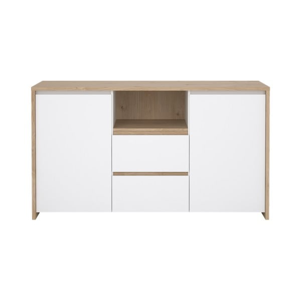 Скрин от дъбов декор в бял и естествен цвят 149x84x48 cm Next – Tvilum