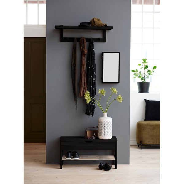 Черна дъбова пейка с място за съхранение Uno - Canett-image-1