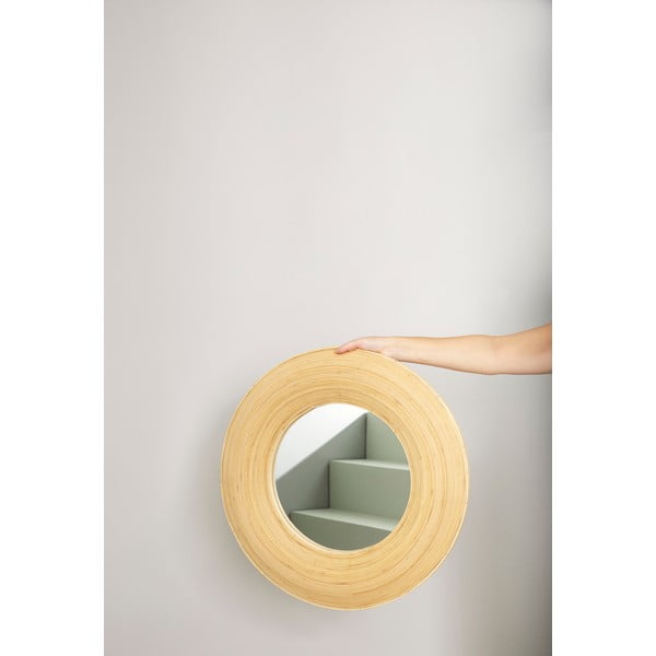 Стенно бамбуково огледало ø 60 cm Blush – Hübsch-image-2