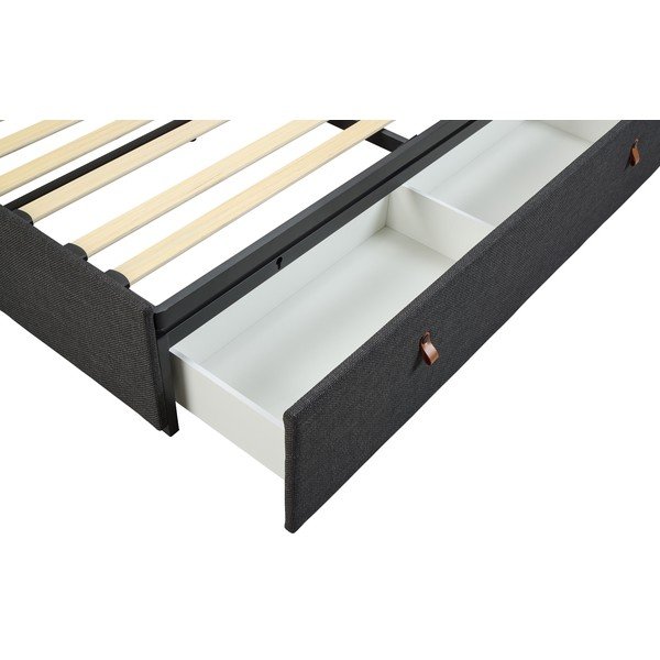 Тъмносиво двойно тапицирано легло с място за съхранение и включена подматрачна рамка 160x200 cm Calvi – Actona-image-4