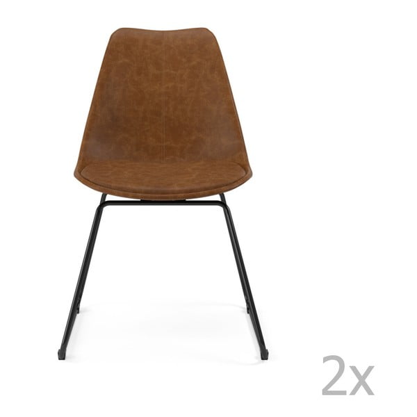 Комплект от 2 кафяви трапезни стола Gina - Tenzo