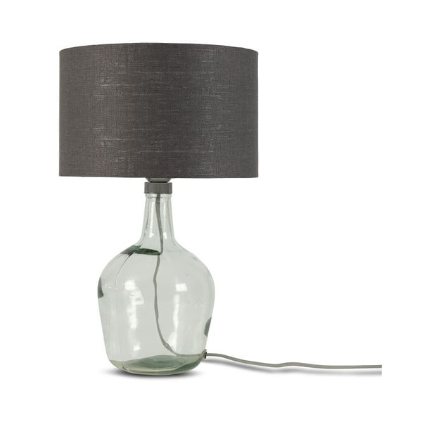 Настолна лампа с тъмносив абажур и конструкция от рециклирано стъкло Мурано, ⌀ 30 cm - Good&Mojo