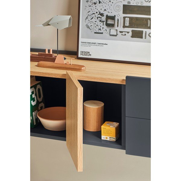 Нисък скрин в антрацит и естествен дъб 110x23 cm Otto - Teulat-image-1