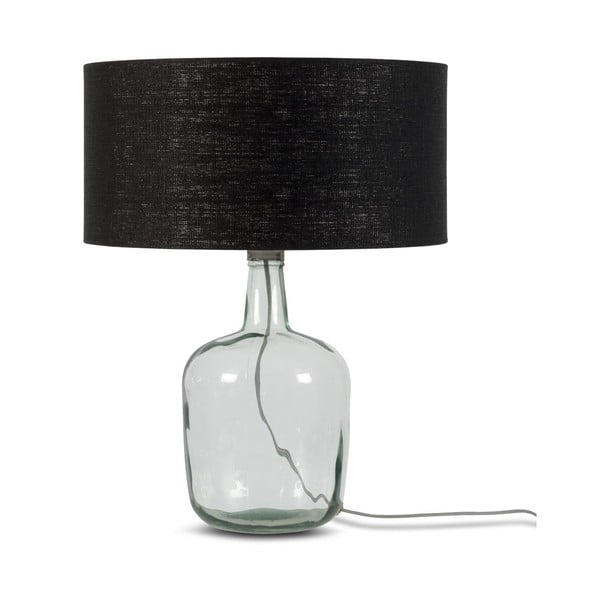 Настолна лампа с черен абажур и конструкция от рециклирано стъкло Мурано, ⌀ 47 cm - Good&Mojo
