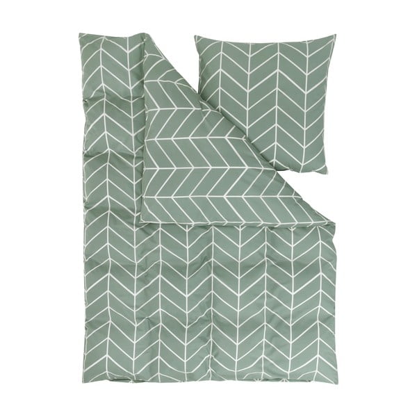Зелено памучно спално бельо за единично легло by46 , 135 x 200 cm Mirja - Westwing Collection
