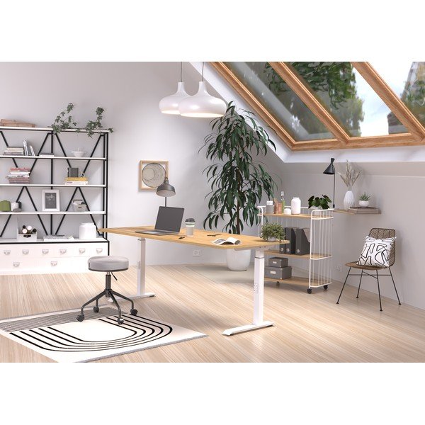 Работна маса с регулируема височина с дъбов плот 80x180 cm Downey – Germania-image-1
