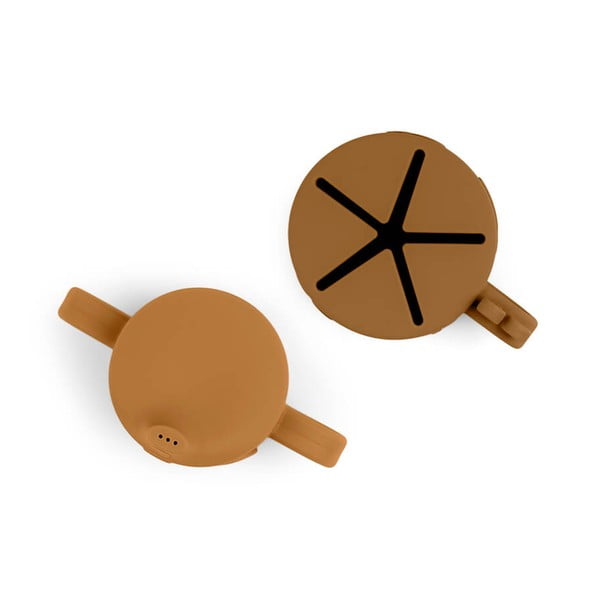 Жълто-кафяви силиконови детски чаши в комплект от 2 с чучур за пиене от 0,12 л Friends - Done by Deer-image-2