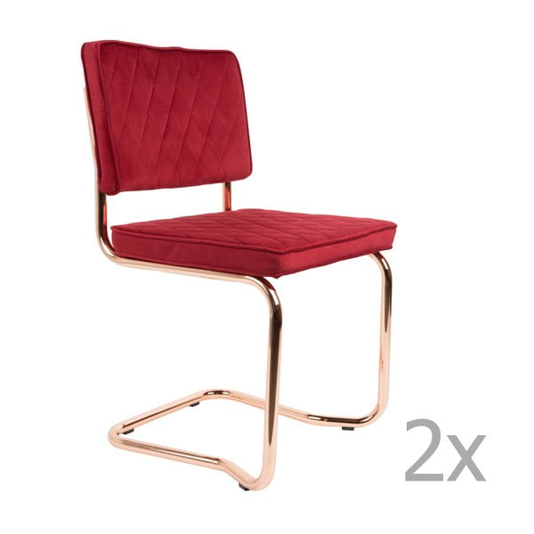 Комплект от 2 червени стола Diamond Kink - Zuiver