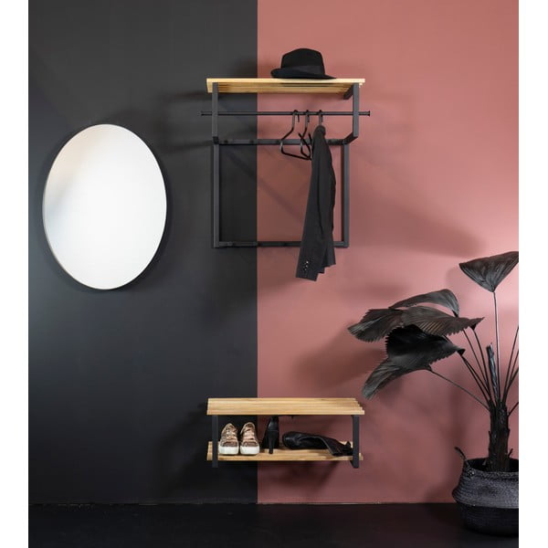 Черна/в естествен цвят метална стенна закачалка с рафт 76 cm Rizzoli – Spinder Design-image-3