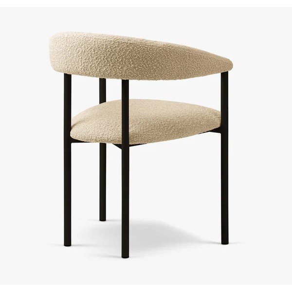 Черен/кремав тапициран трапезен стол с подлакътници Lea – Micadoni -image-2