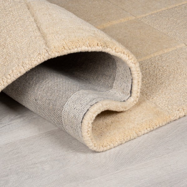 Бежов вълнен килим 290x200 cm Checkerboard - Flair Rugs-image-2