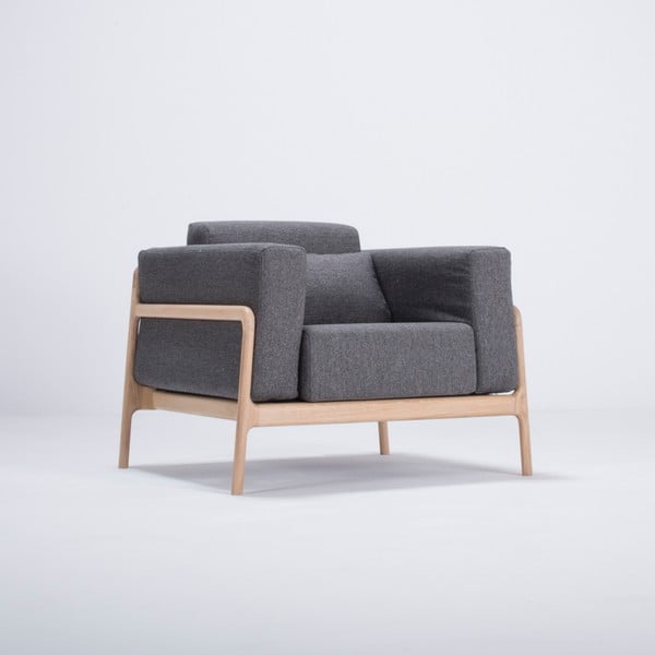 Фотьойл от дъбово дърво с тъмносива текстилна седалка Fawn - Gazzda