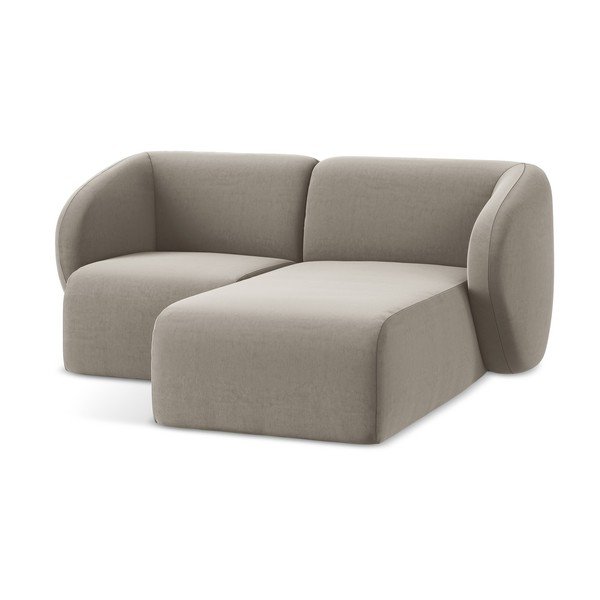 Светлокафяв кадифен ъглов диван (десен ъгъл) Lani – Makamii-image-4