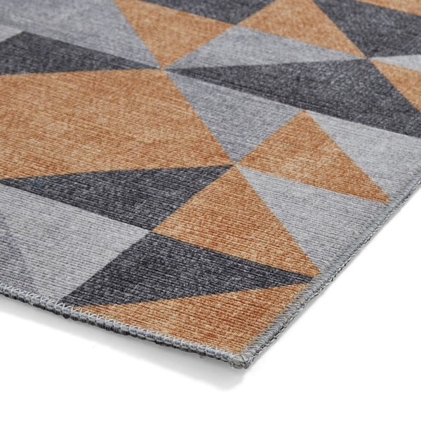 Килим подходящ за пране в цвят жълта охра и сиво 61x120 cm Coral Yellow&Grey – Think Rugs-image-4