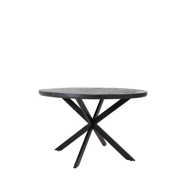 Черна кръгла трапезна маса с акациев плот ø 140 cm Yellov – Light & Living
