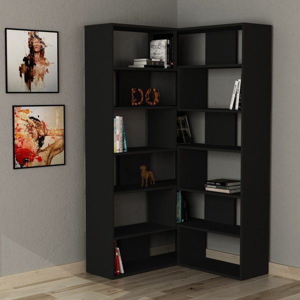 Антрацит ъглов шкаф за книги Molly N 4 Антрацит - Decortie-image-1