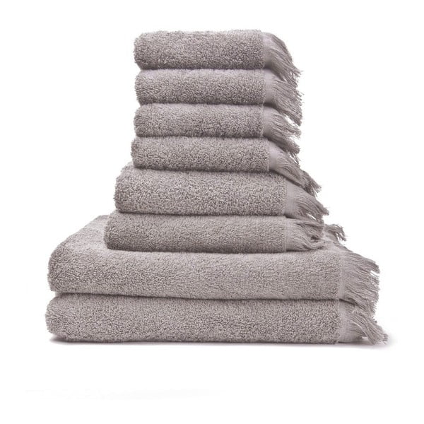 Сиво-кафяви памучни кърпи и хавлии за баня в комплект от 8 броя - Bonami Selection