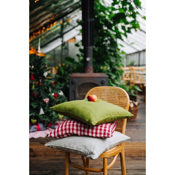 Ленена калъфка за възглавница 50x50 cm Red Gingham – Linen Tales-image-2
