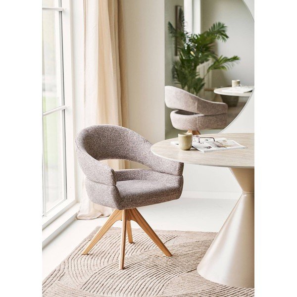 Кафяв тапициран трапезен стол с подлакътници Dover – House Nordic-image-1