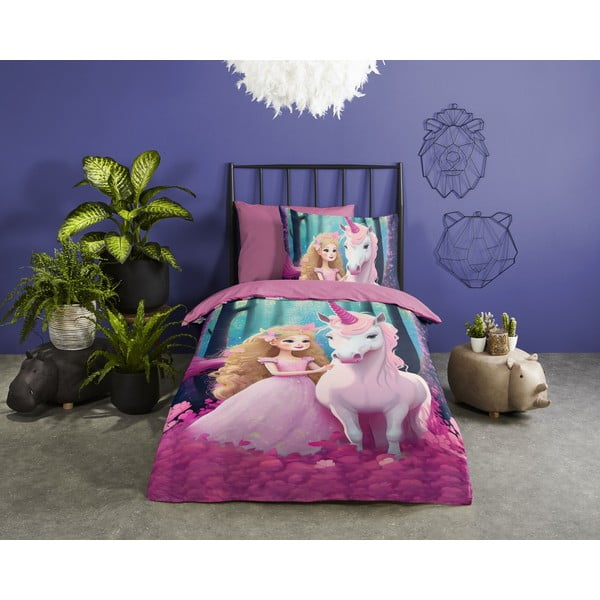 Розово единично удължено детско спално бельо от микрофибър 140x220 cm Julia – Good Morning-image-1